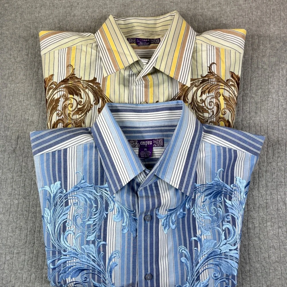 Country western cowboy rodeo bundle Embra 2 Dress Shirts Men XL‎ embroidered